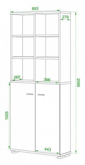 Стеллаж комбинированный Домино Лайт ПУ-30-4 в Урае - uray.mebel24.online | фото 2