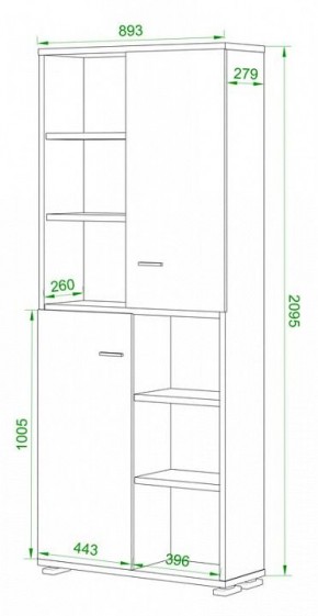 Стеллаж комбинированный Домино нельсон ПУ-30-2 в Урае - uray.mebel24.online | фото 2