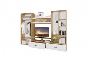 Стенка НЕНСИ 1 (Крафт золотой/Белый глянец) в Урае - uray.mebel24.online | фото 2