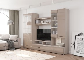 Стенка НЕНСИ 1 (Ясень Шимо светлый/Капучино глянец) в Урае - uray.mebel24.online | фото 2