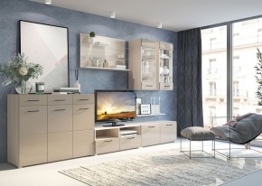 Стенка НЕНСИ 3 (Ясень Шимо светлый/Капучино глянец) в Урае - uray.mebel24.online | фото 2