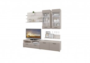 Стенка НЕНСИ 3 (Ясень Шимо светлый/Капучино глянец) в Урае - uray.mebel24.online | фото