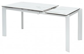 Стол CORNER 120 HIGH GLOSS STATUARIO керамика, стекло/ белый каркас, ®DISAUR в Урае - uray.mebel24.online | фото 3