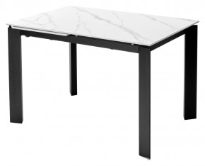 Стол CORNER 120 MATT WHITE MARBLE SOLID CERAMIC / BLACK, ®DISAUR в Урае - uray.mebel24.online | фото 1