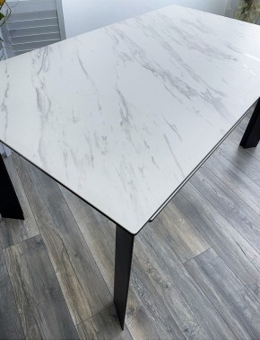 Стол CREMONA 180 KL-99 Белый мрамор матовый, итальянская керамика / черный каркас, ®DISAUR в Урае - uray.mebel24.online | фото 2
