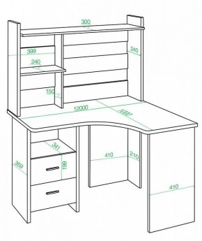 Стол компьютерный Домино Лайт СКЛ-Угл120+НКЛ-120 в Урае - uray.mebel24.online | фото 3