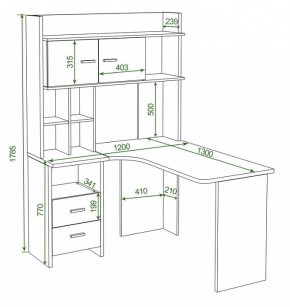 Стол компьютерный Домино Лайт СКЛ-Угл130+НКЛХ120 в Урае - uray.mebel24.online | фото 2