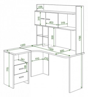 Стол компьютерный Домино Лайт СКЛ-Угл130+НКЛХ130 в Урае - uray.mebel24.online | фото 2