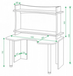 Стол компьютерный Домино lite СКЛ-Игр140 в Урае - uray.mebel24.online | фото 2