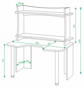 Стол компьютерный Домино Lite СКЛ-Игр140+НКИЛ140ВЛ в Урае - uray.mebel24.online | фото 3