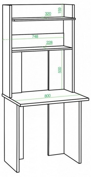 Стол компьютерный Домино Lite СКЛ-Прям80Р+НКЛХ в Урае - uray.mebel24.online | фото 2