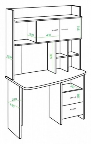 Стол компьютерный Нельсон Lite СКЛ-Крл120+НКЛХ-120 БЕ ЛЕВ в Урае - uray.mebel24.online | фото 2