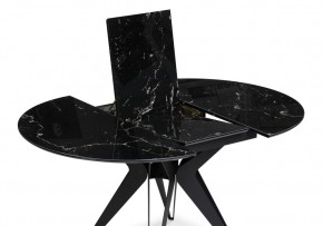 Стол стеклянный Рикла 110(150)х110х76 черный мрамор / черный в Урае - uray.mebel24.online | фото 4