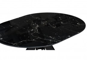 Стол стеклянный Рикла 110(150)х110х76 черный мрамор / черный в Урае - uray.mebel24.online | фото 5