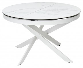 Стол TRENTO 120 HIGH GLOSS STATUARIO Белый мрамор глянцевый, керамика/ белый каркас, ®DISAUR в Урае - uray.mebel24.online | фото 1