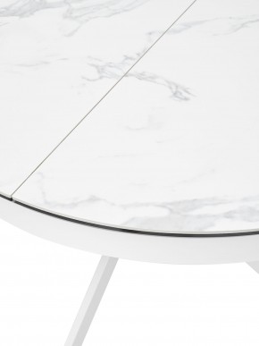 Стол TRENTO 120 HIGH GLOSS STATUARIO Белый мрамор глянцевый, керамика/ белый каркас, ®DISAUR в Урае - uray.mebel24.online | фото 4