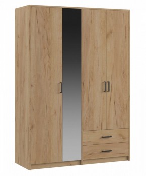 СВЕТЛАНА LOFT Шкаф 4 двери с зеркалом (дуб золотой) в Урае - uray.mebel24.online | фото