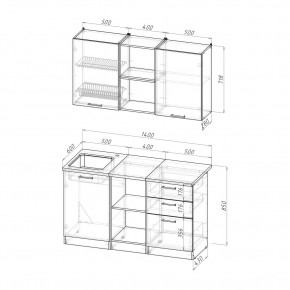 ТОМИЛЛА Кухонный гарнитур Медиум 4 (1400 мм ) в Урае - uray.mebel24.online | фото 2
