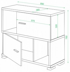 Тумба комбинированная Домино нельсон СБ-30/2 в Урае - uray.mebel24.online | фото 2