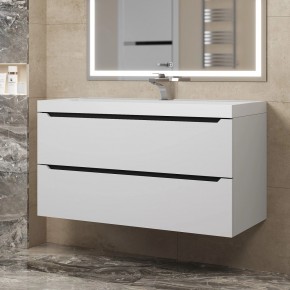 Тумба под раковину Uperwood Tanos 100 см, подвесная, белая/графит в Урае - uray.mebel24.online | фото
