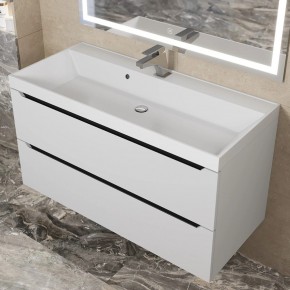 Тумба под раковину Uperwood Tanos 100 см, подвесная, белая/графит в Урае - uray.mebel24.online | фото 10