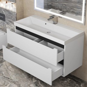Тумба под раковину Uperwood Tanos 100 см, подвесная, белая/графит в Урае - uray.mebel24.online | фото 9