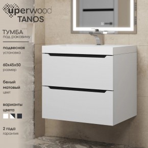 Тумба под раковину Uperwood Tanos 60 см, подвесная, белая/графит в Урае - uray.mebel24.online | фото 3