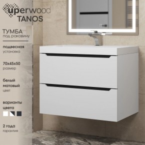 Тумба под раковину Uperwood Tanos 70 см, подвесная, белая/графит в Урае - uray.mebel24.online | фото 3