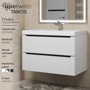 Тумба под раковину Uperwood Tanos 80 см, подвесная, белая/графит в Урае - uray.mebel24.online | фото 3