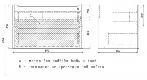 Тумба под раковину Uperwood Tanos 80 см, подвесная, белая/графит в Урае - uray.mebel24.online | фото 7