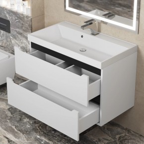 Тумба под раковину Uperwood Tanos 80 см, подвесная, белая/графит в Урае - uray.mebel24.online | фото 9