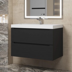 Тумба под раковину Uperwood Tanos 80 см, подвесная, черная матовая в Урае - uray.mebel24.online | фото