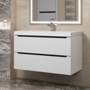 Тумба под раковину Uperwood Tanos 90 см, подвесная, белая/графит в Урае - uray.mebel24.online | фото