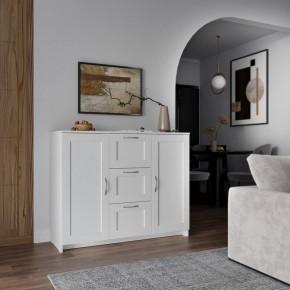 Тумба СИРИУС двухдверная с тремя ящиками, цвет белый в Урае - uray.mebel24.online | фото 4
