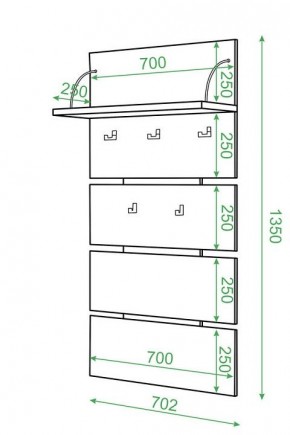 Вешалка настенная Домино нельсон СТ-50 в Урае - uray.mebel24.online | фото 2